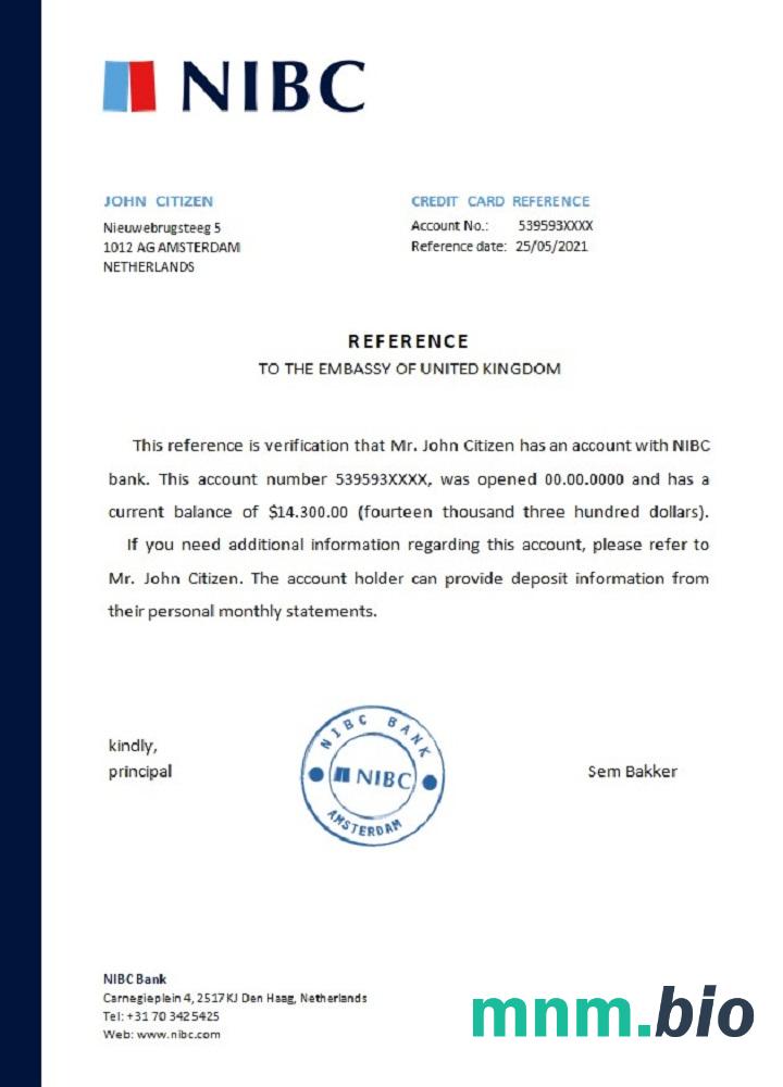 Przykład referencyjny Netherlands NIBC bank w formatach Word i PDF